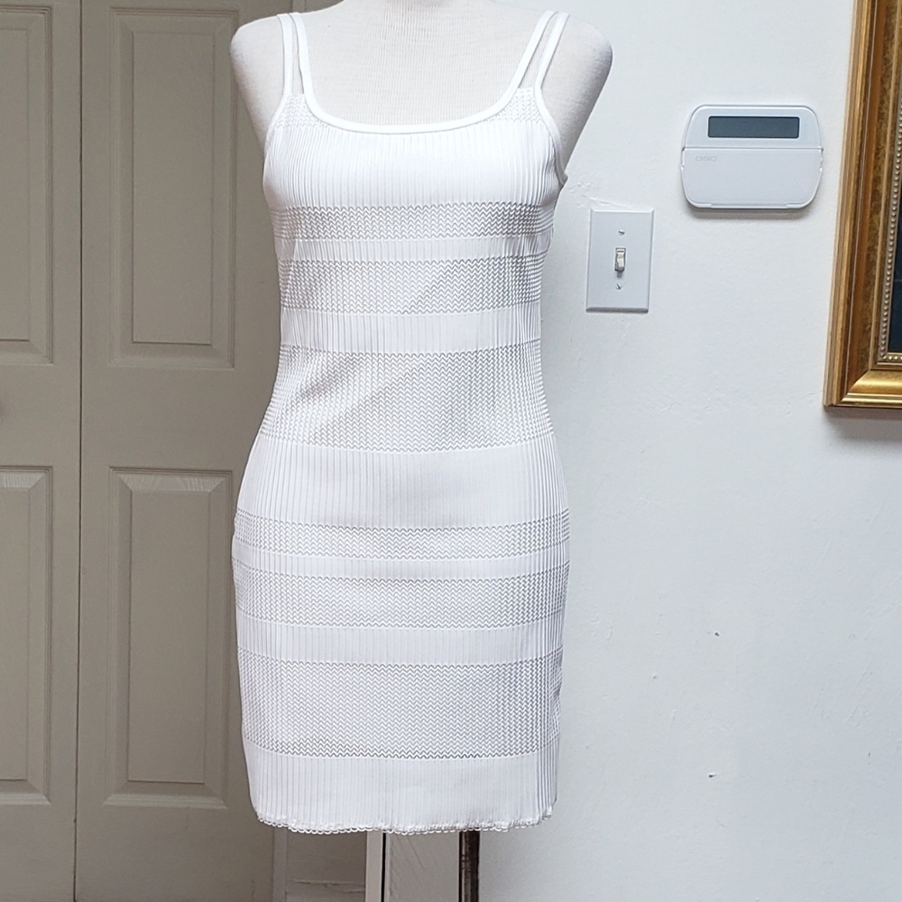 Hendy USA White Double Strap Square Neckline Sleeveless Women's Dress Size L